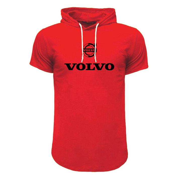 تیشرت کلاه دار مردانه طرح volvo مدل r 4909